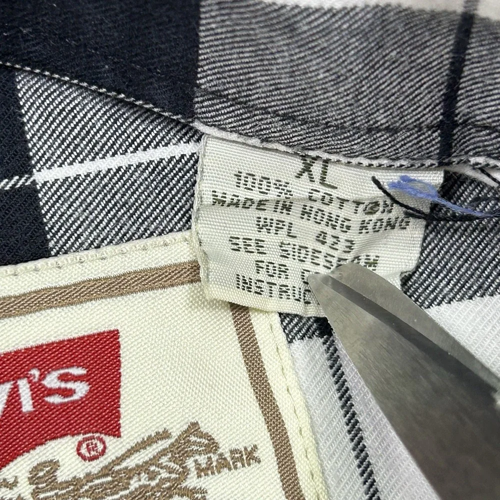 Vintage 90s Levi's Flannel Shirt Men XL Plaid Button Up Longsleeve Red Tab Jeans